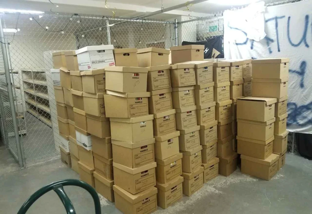 many boxes full of paper